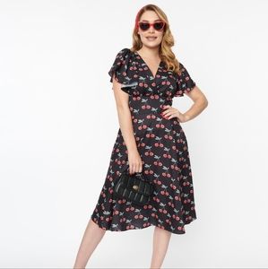 Unique Vintage Cherry Swing Dress